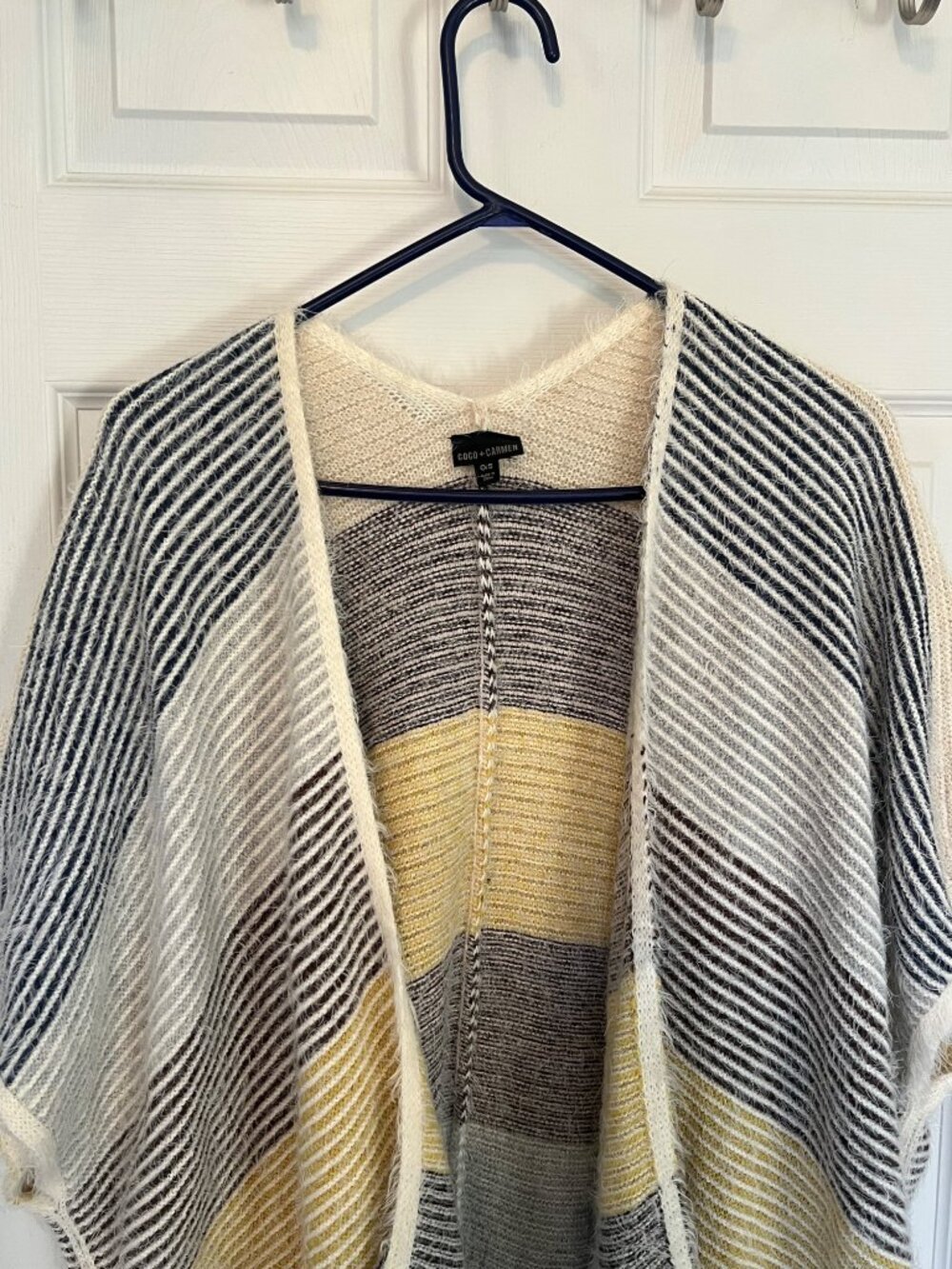 Coco + Carmen Knit Kimono Poncho Sweater Cardigan Soft Cream Boho Neutral OS - Picture 3 of 6